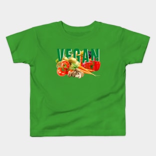 VEGAN Veggies, Some Fruit ,and Some Mushrooms Too! Kids T-Shirt